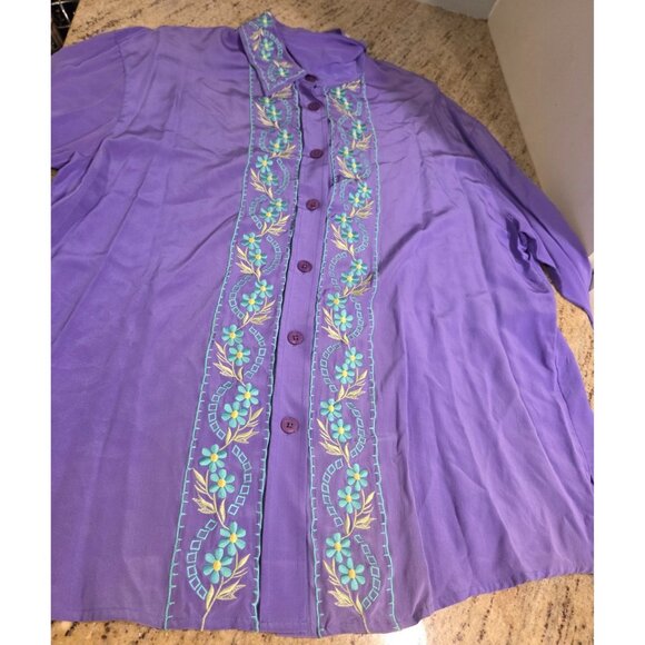 Vintage Lot of 5 Dian Von Furstenberg Size 1X Silk Button Embroidered Shirt - Picture 10 of 16